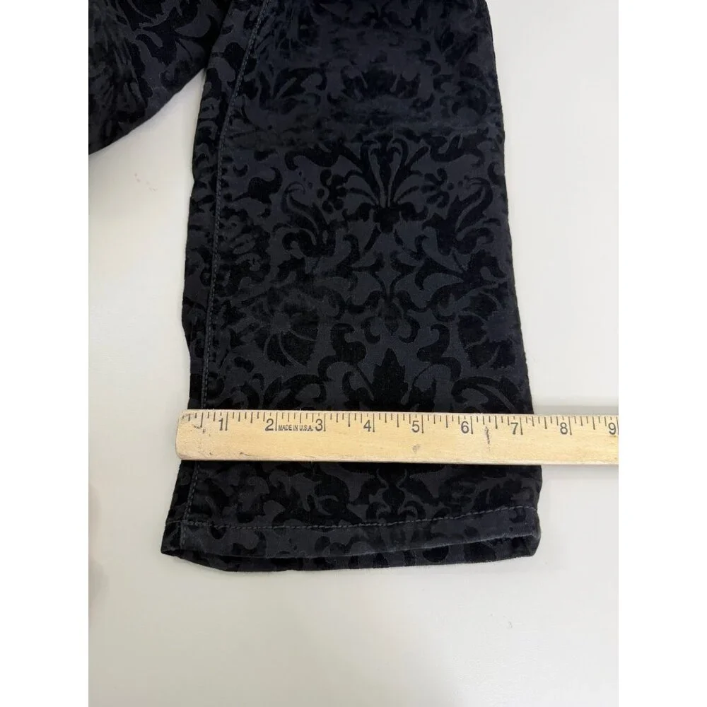 Lauren Ralph Lauren Sz 8 (Actual 30x30) Velvet Floral Pants Straight Stretch EUC - Picture 6 of 11